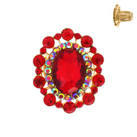 OVAL CRYSTAL SUNBURST DOUBLE HALO STRETCH RING